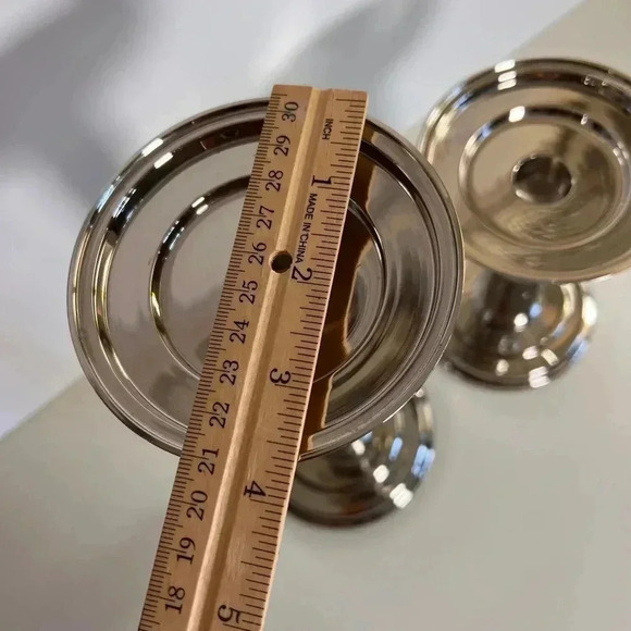 Vintage Silver plated Candle Holders Set of 2 tall and short - Picture 8 of 10